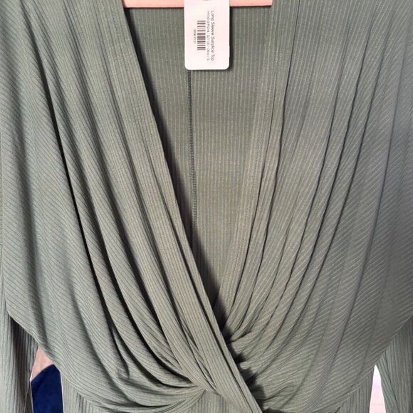 NWT Hyfve Women's Top Size Small Sage Green Draped Rayon & Spandex Trendy - Picture 1 of 6